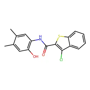 3-chloro-N-(2-hydroxy-4,5-dimethylphenyl)-1-benzothiophene-2-carboxamide structure