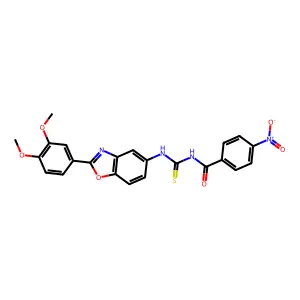 N-[[2-(3,4-dimethoxyphenyl)-1,3-benzoxazol-5-yl]carbamothioyl]-4-nitrobenzamide structure