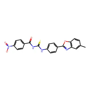 N-{4-nitrobenzoyl}-N'-[4-(5-methyl-1,3-benzoxazol-2-yl)phenyl]thiourea structure
