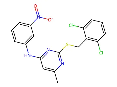 2-((2,6-Dichlorobenzyl)thio)-6-methyl-N-(3-nitrophenyl)pyrimidin-4-amine structure