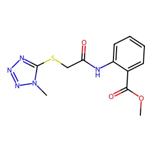 2-[2-(1-Methyl-1H-tetrazol-5-ylsulfanyl)-acetylamino]-benzoic acid methyl ester structure