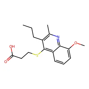 3-(8-Methoxy-2-methyl-3-propylquinolin-4-yl)sulfanylpropanoic acid structure