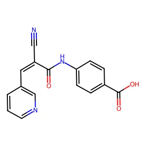 4-[2-Cyano-3-(pyridin-3-yl)prop-2-enamido]benzoic acid structure