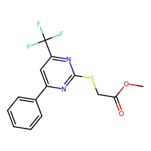 Methyl 2-((4-phenyl-6-(trifluoromethyl)pyrimidin-2-yl)thio)acetate structure