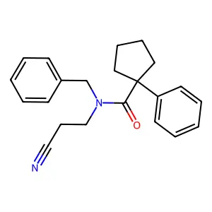 N-benzyl-N-(2-cyanoethyl)-1-phenylcyclopentanecarboxamide structure