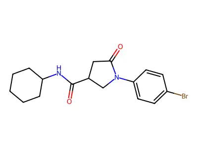 1-(4-bromophenyl)-N-cyclohexyl-5-oxopyrrolidine-3-carboxamide structure