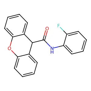 N-(2-fluorophenyl)-9H-xanthene-9-carboxamide structure