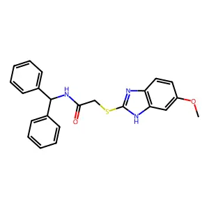 N-(diphenylmethyl)-2-[(5-methoxy-1H-benzimidazol-2-yl)sulfanyl]acetamide structure