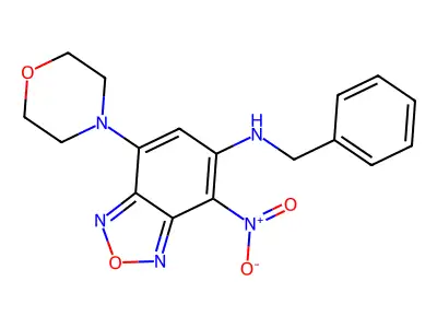 N-benzyl-7-(morpholin-4-yl)-4-nitro-2,1,3-benzoxadiazol-5-amine structure