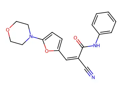 (Z)-2-cyano-3-(5-morpholin-4-ylfuran-2-yl)-N-phenylprop-2-enamide structure