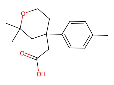 (2,2-Dimethyl-4-p-tolyl-tetrahydro-pyran-4-yl)-acetic acid structure