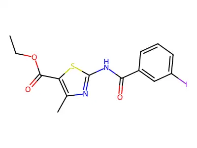 Ethyl 2-{[(3-iodophenyl)carbonyl]amino}-4-methyl-1,3-thiazole-5-carboxylate structure