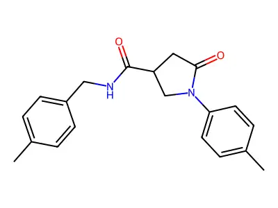 1-(4-methylphenyl)-N-[(4-methylphenyl)methyl]-5-oxopyrrolidine-3-carboxamide structure