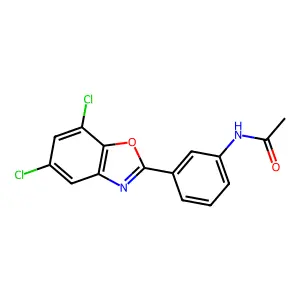 N-[3-(5,7-dichloro-1,3-benzoxazol-2-yl)phenyl]acetamide structure
