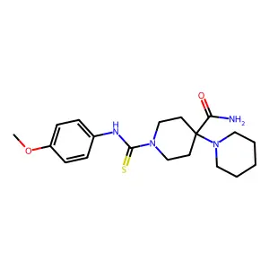 1-[(4-Methoxyphenyl)carbamothioyl]-4-piperidin-1-ylpiperidine-4-carboxamide structure