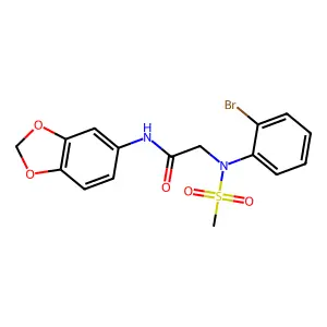 N-(1,3-benzodioxol-5-yl)-2-(2-bromo-N-methylsulfonylanilino)acetamide structure