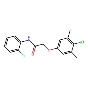 2-(4-chloro-3,5-dimethylphenoxy)-N-(2-fluorophenyl)acetamide structure