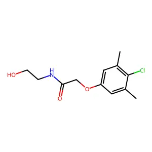 2-(4-chloro-3,5-dimethylphenoxy)-N-(2-hydroxyethyl)acetamide structure