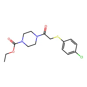 Ethyl 4-(2-((4-chlorophenyl)thio)acetyl)piperazine-1-carboxylate structure