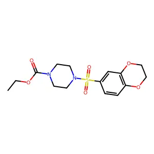 Ethyl 4-(2,3-dihydro-1,4-benzodioxin-6-ylsulfonyl)piperazine-1-carboxylate structure