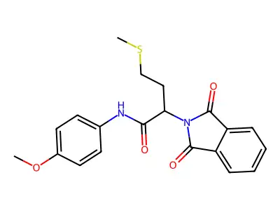 2-(1,3-dioxoisoindol-2-yl)-N-(4-methoxyphenyl)-4-methylsulfanylbutanamide structure