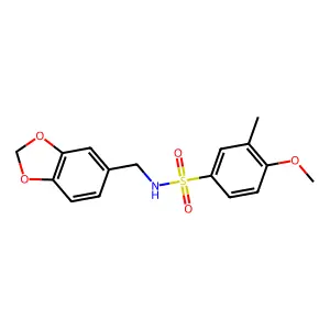 N-(1,3-benzodioxol-5-ylmethyl)-4-methoxy-3-methylbenzenesulfonamide structure