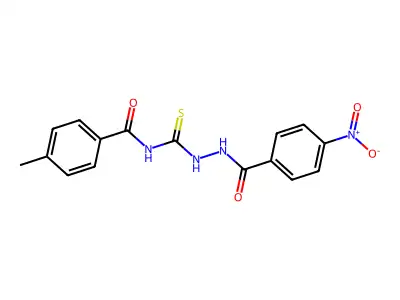 N-[(2-{4-nitrobenzoyl}hydrazino)carbothioyl]-4-methylbenzamide structure