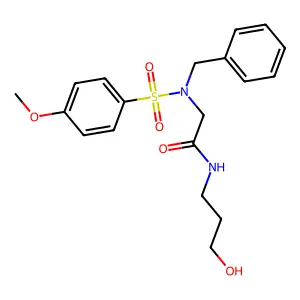 2-[benzyl-(4-methoxyphenyl)sulfonylamino]-N-(3-hydroxypropyl)acetamide structure