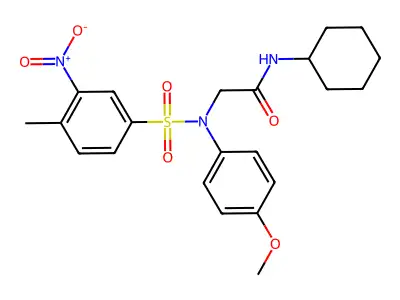 N-cyclohexyl-2-(4-methoxy-N-(4-methyl-3-nitrophenyl)sulfonylanilino)acetamide structure