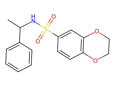 N-(1-phenylethyl)-2,3-dihydro-1,4-benzodioxine-6-sulfonamide structure