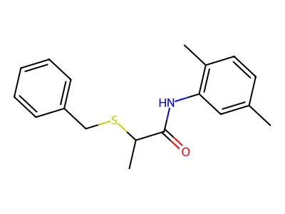 2-benzylsulfanyl-N-(2,5-dimethylphenyl)propanamide structure
