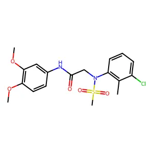2-[3-chloro-2-methyl(methylsulfonyl)anilino]-N-(3,4-dimethoxyphenyl)acetamide structure