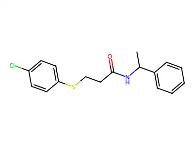 3-[(4-chlorophenyl)sulfanyl]-N-(1-phenylethyl)propanamide structure