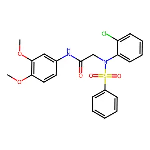 2-[N-(benzenesulfonyl)-2-chloroanilino]-N-(3,4-dimethoxyphenyl)acetamide structure