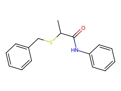 2-benzylsulfanyl-N-phenylpropanamide structure