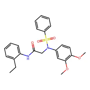 2-[N-(benzenesulfonyl)-3,4-dimethoxyanilino]-N-(2-ethylphenyl)acetamide structure