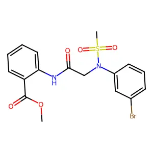 methyl 2-{[N-(3-bromophenyl)-N-(methylsulfonyl)glycyl]amino}benzoate structure