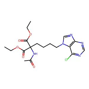 2-Acetylamino-2-(4-(6-chloropurin-7-yl)butyl)malonic acid diethyl ester structure