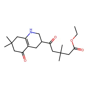 ethyl 5-(7,7-dimethyl-5-oxo-1,2,3,4,6,8-hexahydroquinolin-3-yl)-3,3-dimethyl-5-oxopentanoate structure