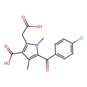3-Carboxy-5-(4-chlorobenzoyl)-1,4-dimethyl-1H-pyrrole-2-acetic acid structure