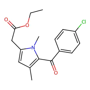 ethyl 5-(4-chlorobenzoyl)-1,4-dimethyl-1H-pyrrole-2-acetate structure