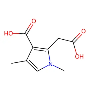 3-carboxy-1,4-dimethyl-1H-pyrrole-2-acetic acid structure