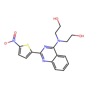 4-Bis(2-hydroxyethyl)amino-2-(5-nitro-2-thienyl)quinazoline structure