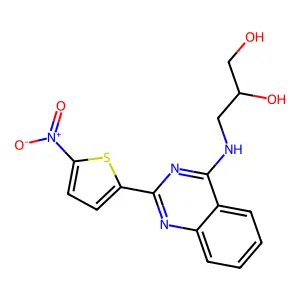4-(2,3-Dihydroxypropylamino)-2-(5-nitro-2-thienyl)quinazoline structure