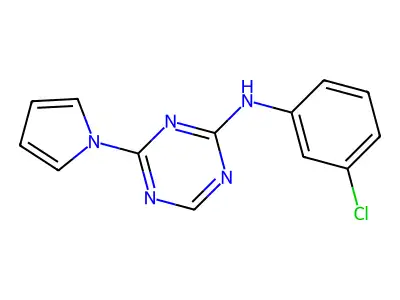 N-(3-chlorophenyl)-4-pyrrol-1-yl-1,3,5-triazin-2-amine structure