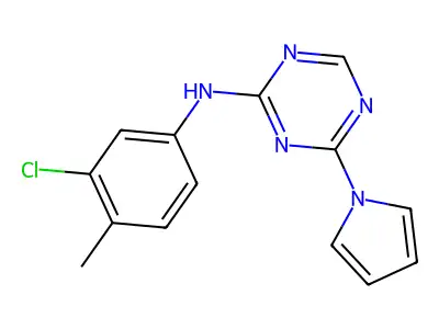 N2-(3-chloro-4-methylphenyl)-4-(1H-pyrrol-1-yl)-1,3,5-triazin-2-amine structure