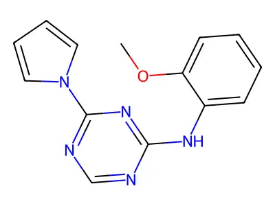 N-(2-methoxyphenyl)-4-pyrrol-1-yl-1,3,5-triazin-2-amine structure