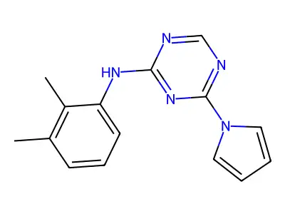 N-(2,3-dimethylphenyl)-4-pyrrol-1-yl-1,3,5-triazin-2-amine structure