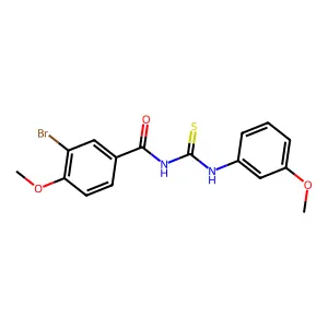 3-bromo-4-methoxy-N-[(3-methoxyphenyl)carbamothioyl]benzamide structure