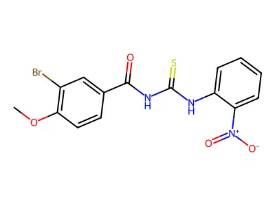 3-bromo-4-methoxy-N-[(2-nitrophenyl)carbamothioyl]benzamide structure